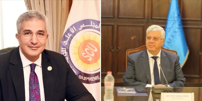 وزير التعليم العالي يستعرض تقريرًا مقدمًا من أمين عام المجلس الأعلى للجامعات حول جهود الجامعات المصرية في محو الأمية بمناسبة الاحتفال باليوم العربي لمحو الأمية